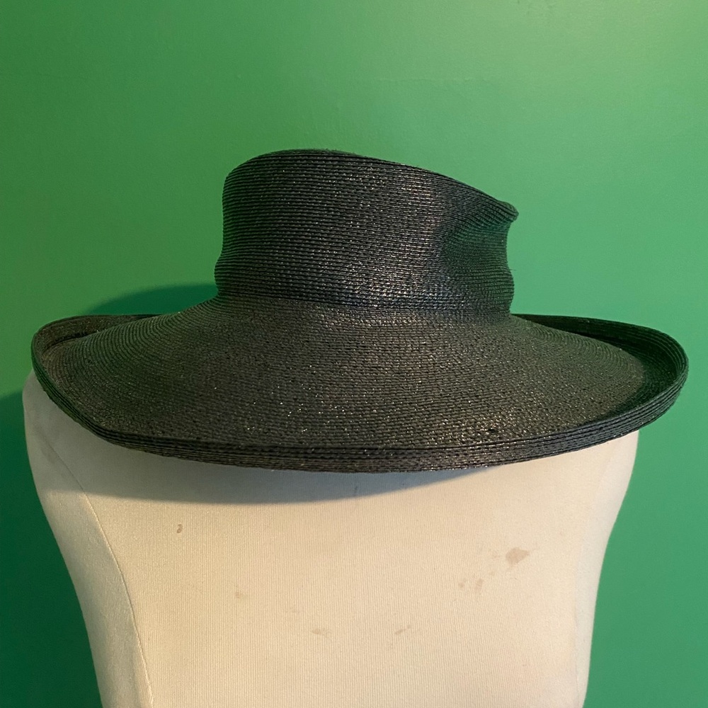 Vintage Patricia Underwood metallic grey Wide-Brim straw Hat